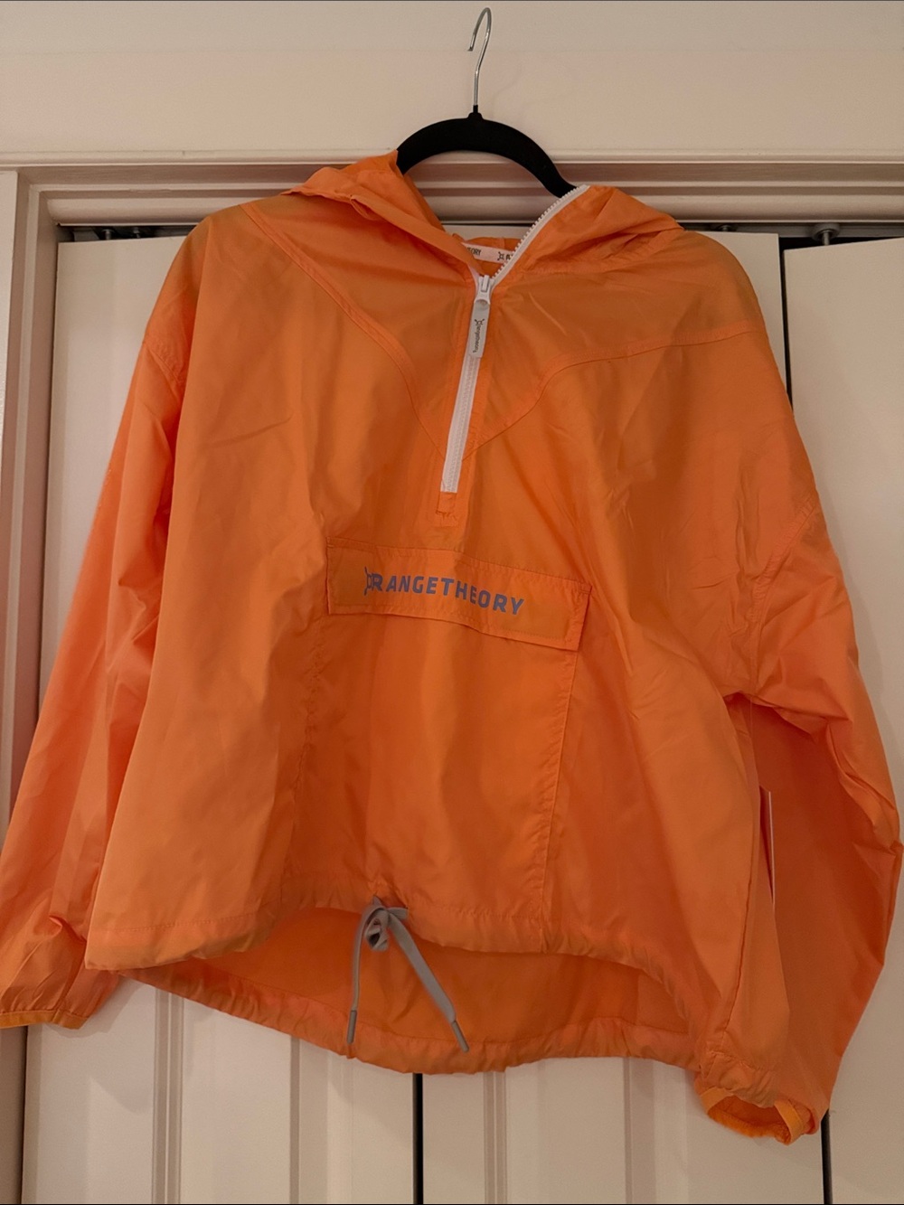 Orangetheory Orange Half-Zip Pullover Rain Anorak with Hood